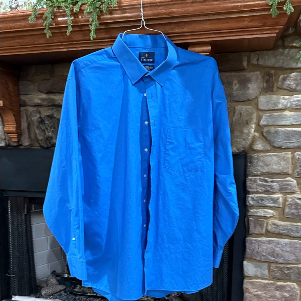 Stafford Vibrant Blue Casual Button Down Shirt